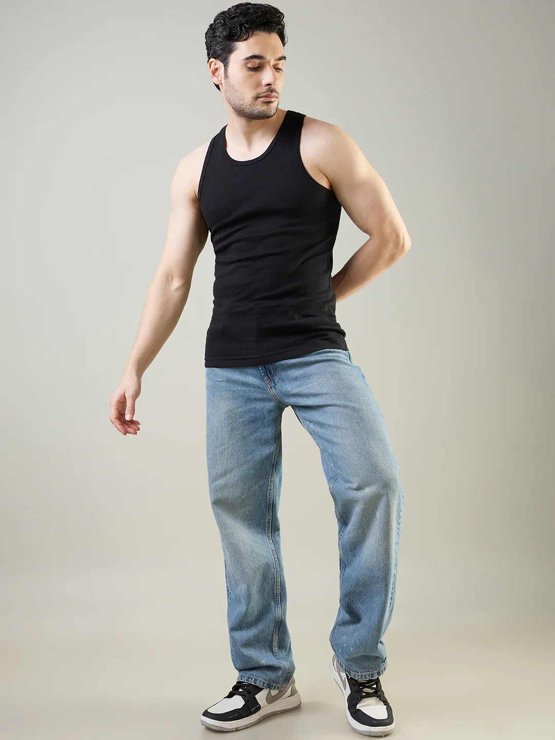 Park Avenue Men Black Cotton Vest - Image 2