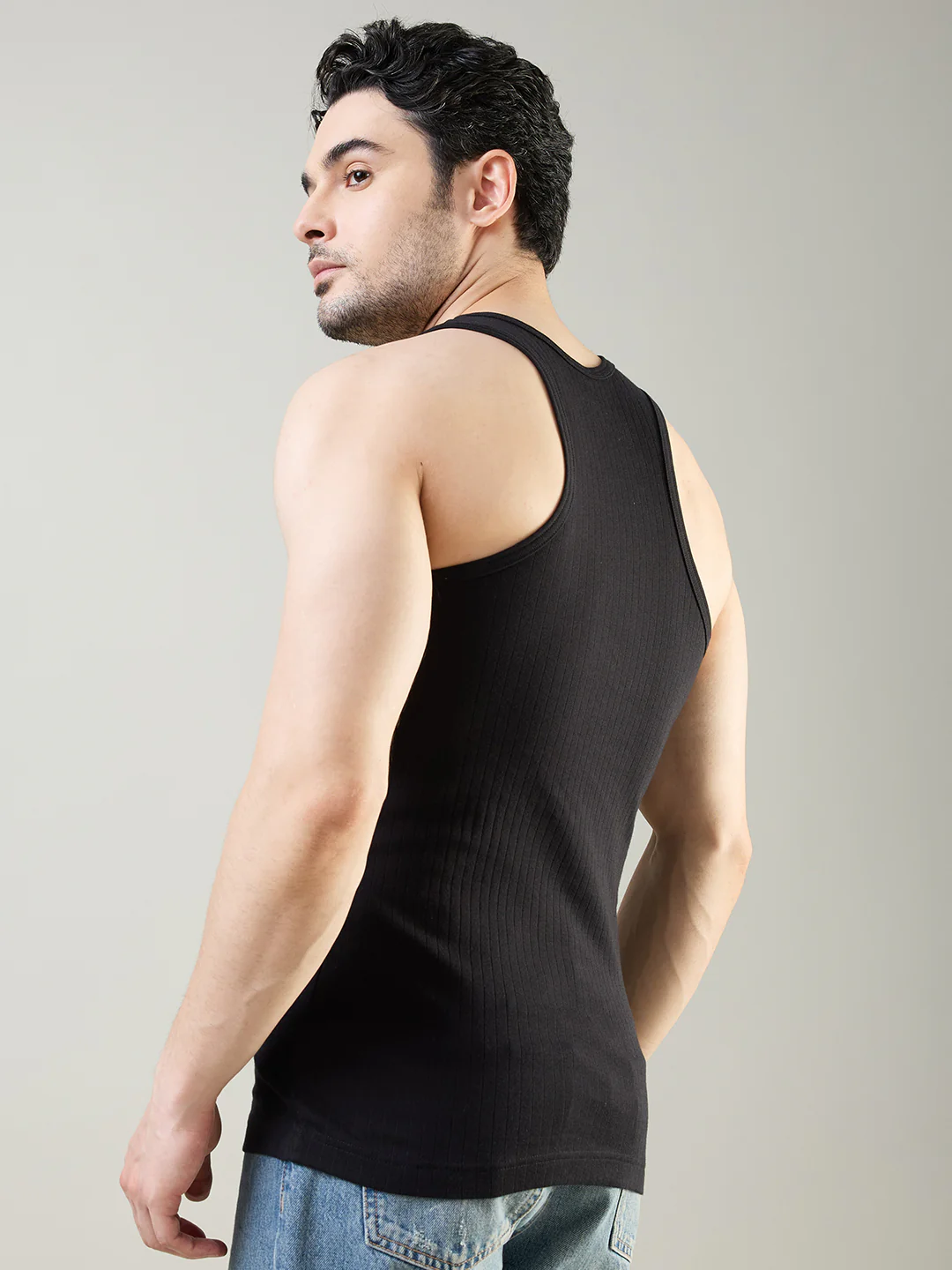 Park Avenue Men Black Cotton Vest - Image 3