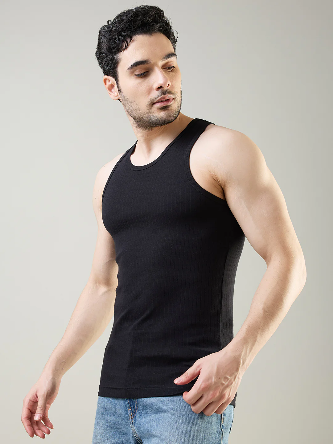 Park Avenue Men Black Cotton Vest - Image 4