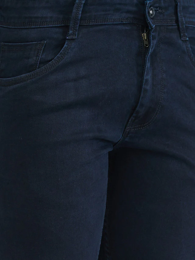 Park Avenue Men Black Dobby Ath Mod Fit Cotton Blend Jeans - Image 6