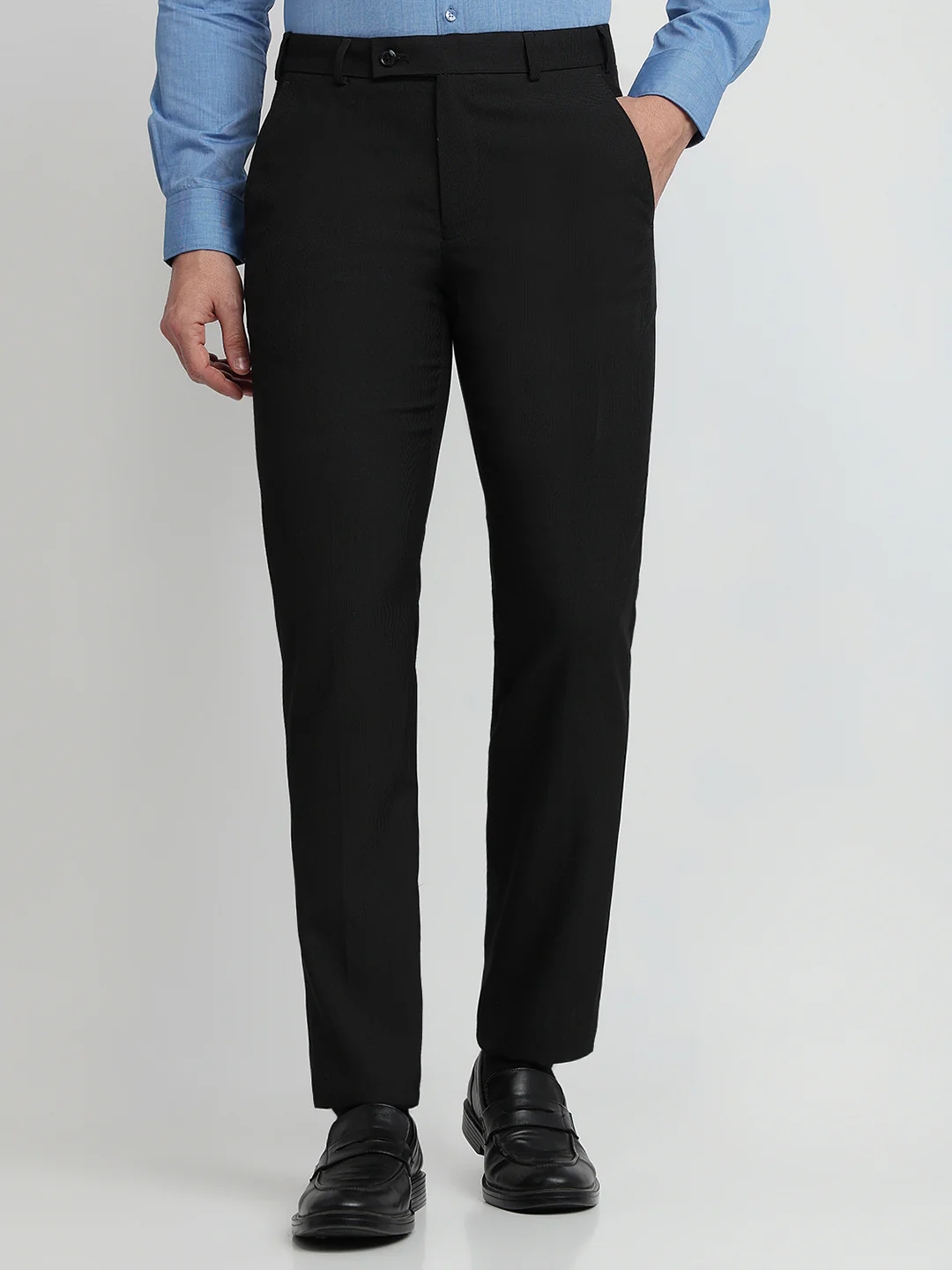 Park Avenue Men Black Fancy Regular Fit Polyester Blend Trouser
