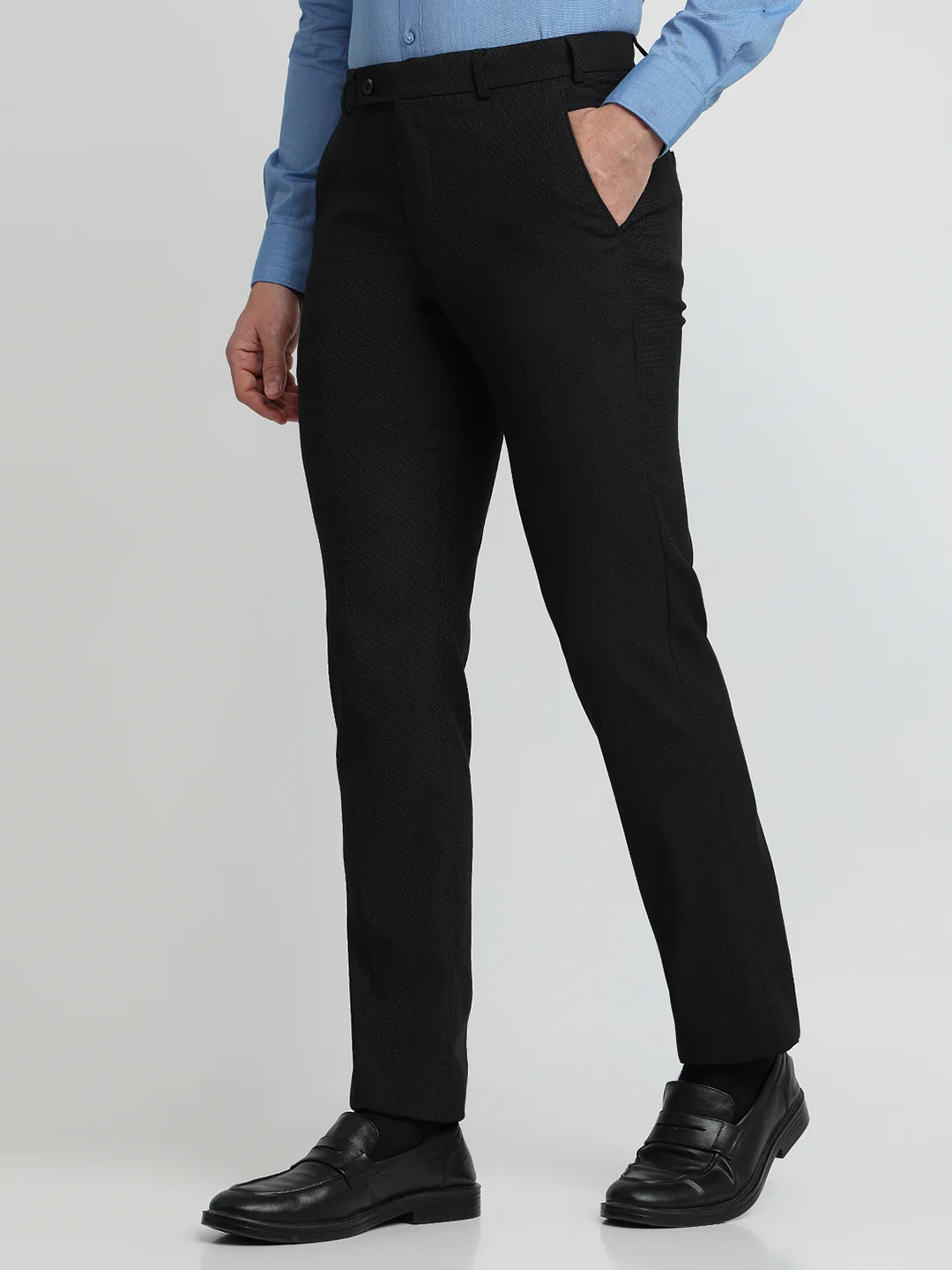Park Avenue Men Black Fancy Regular Fit Polyester Blend Trouser - Image 2