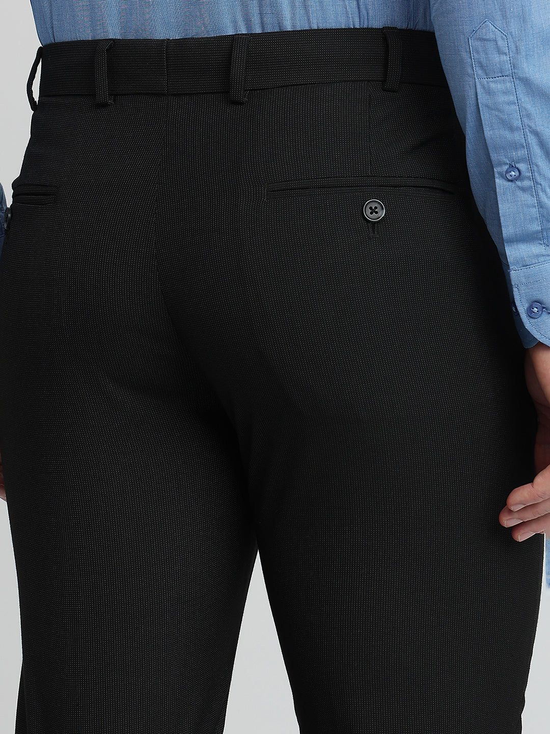 Park Avenue Men Black Fancy Regular Fit Polyester Blend Trouser - Image 7