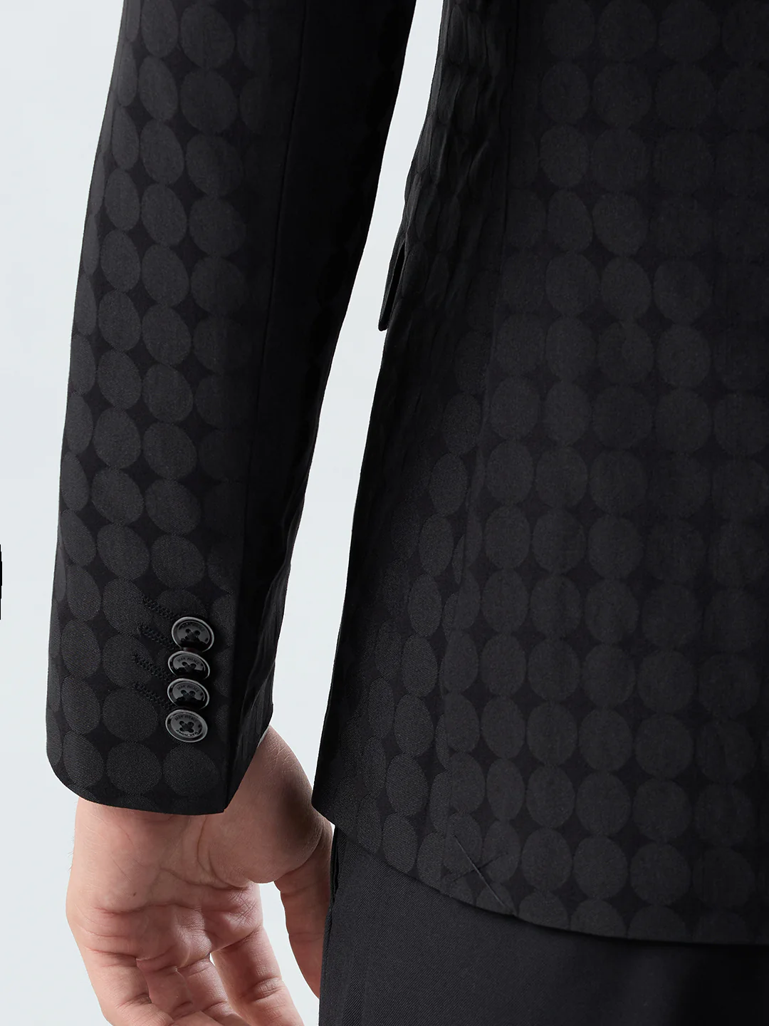 Park Avenue Men Black Jacquard Super Slim Fit Terry Blend Suit - Image 7