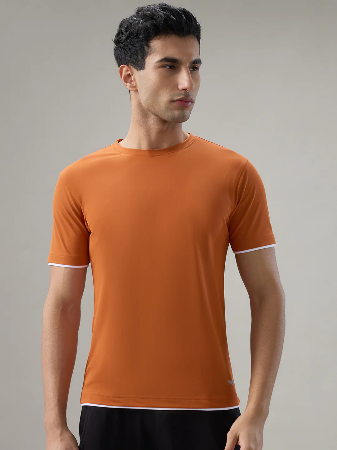 Park Avenue Men Black Polyester T-shirt