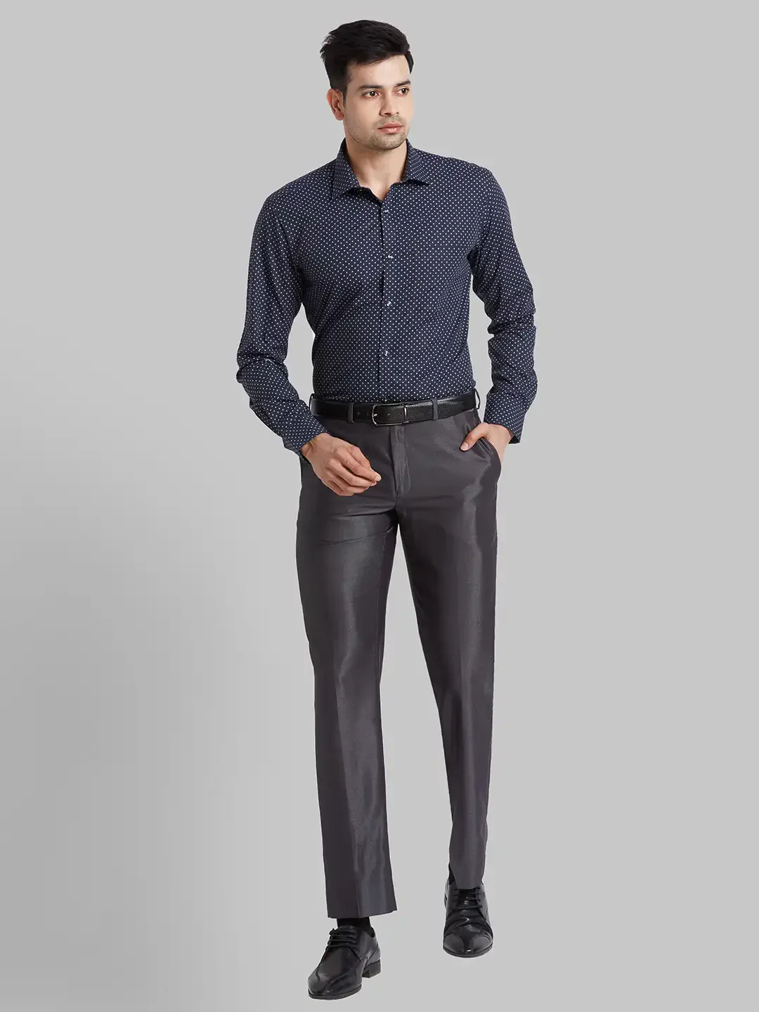 Park Avenue Men Blue Printed Slim Fit Cotton Blend Formal Shirt - Image 5