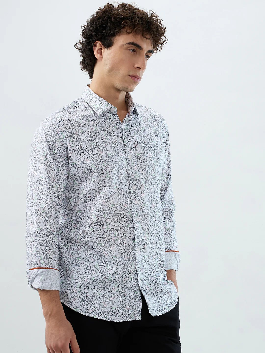 Park Avenue Men Black Print Slim Fit Cotton Blend Shirt - Image 2