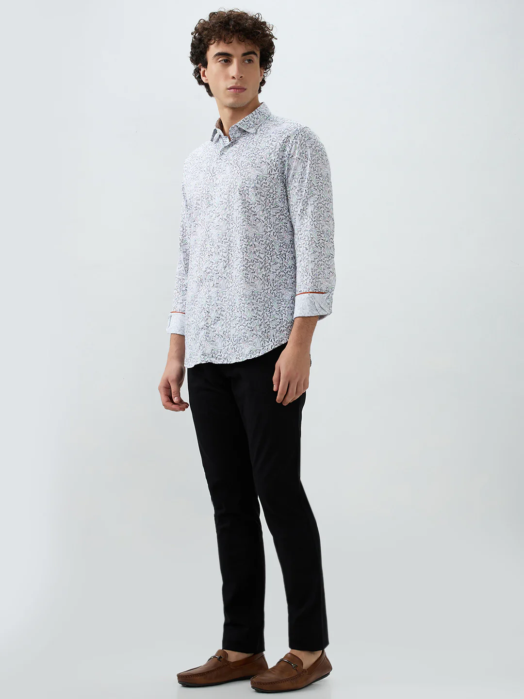 Park Avenue Men Black Print Slim Fit Cotton Blend Shirt - Image 5