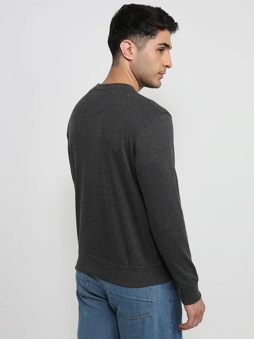 Park Avenue Men Black Print Slim Fit Cotton Blend Sweatshirt - Image 4