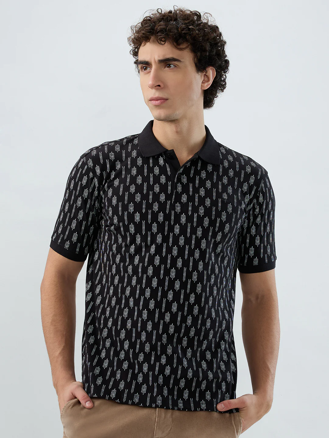 Park Avenue Men Black Print Slim Fit Cotton Blend T-shirt