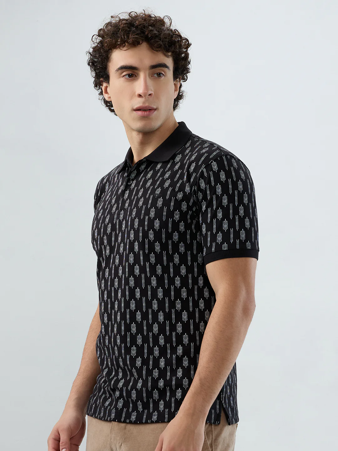 Park Avenue Men Black Print Slim Fit Cotton Blend T-shirt - Image 3