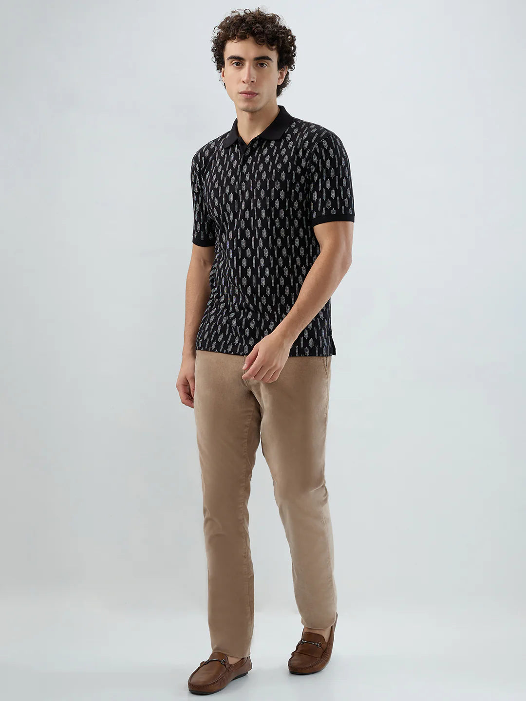 Park Avenue Men Black Print Slim Fit Cotton Blend T-shirt - Image 5