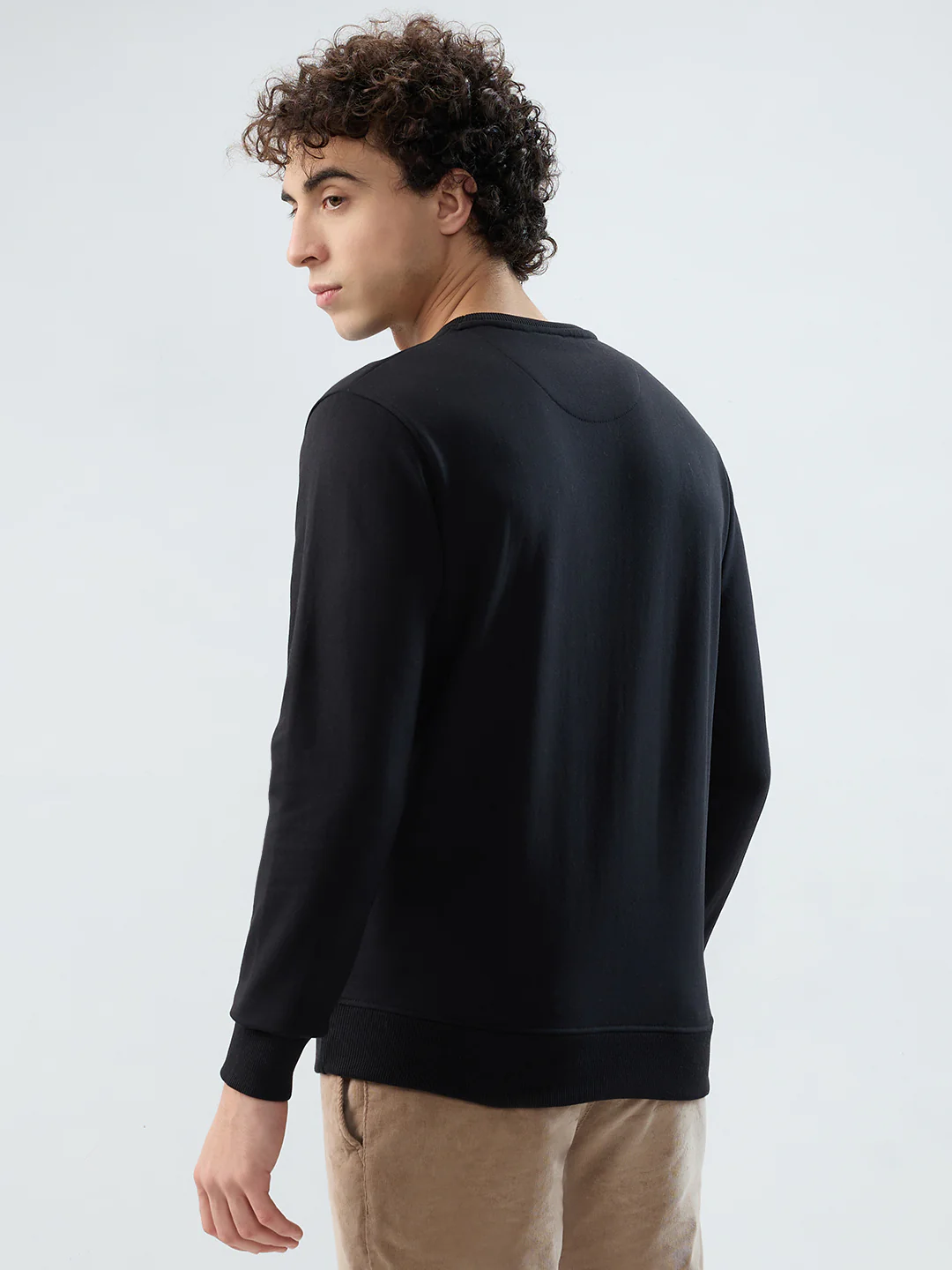 Park Avenue Men Black Printed Slim Fit Cotton Blend Sweatshirt - Image 4