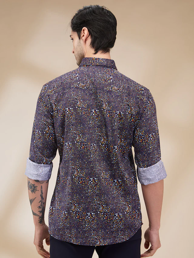Park Avenue Men Black Printed Slim Fit Cotton Casual Shirt - Image 4
