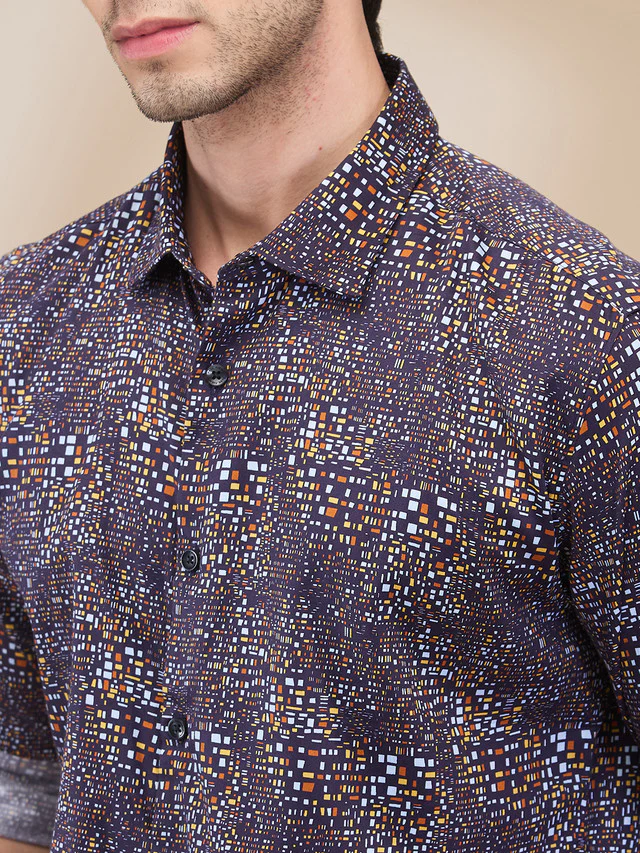 Park Avenue Men Black Printed Slim Fit Cotton Casual Shirt - Image 5