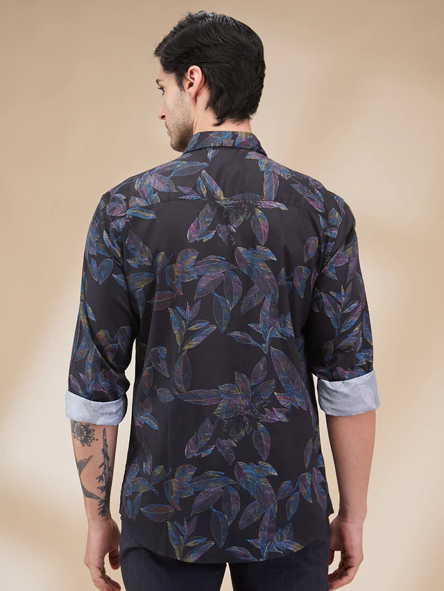 Park Avenue Men Black Printed Slim Fit Cotton Casual Shirt - Image 4