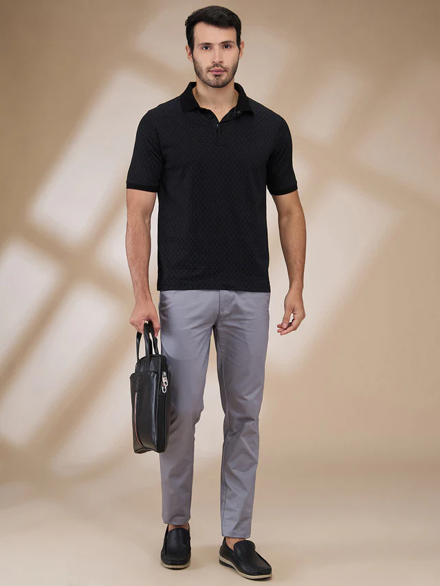 Park Avenue Men Black Printed Slim Fit Cotton T-Shirt - Image 2