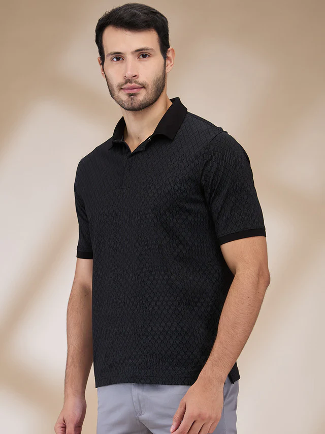 Park Avenue Men Black Printed Slim Fit Cotton T-Shirt - Image 3