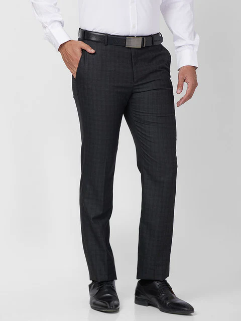 Park Avenue Men Black Regular Fit Checks Trouser - Image 2