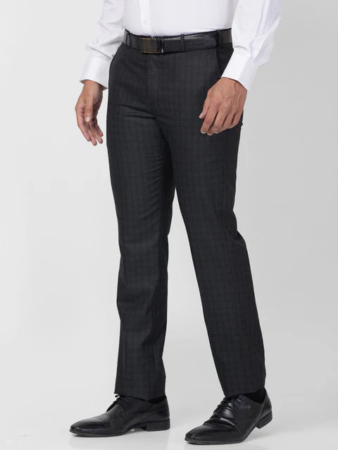 Park Avenue Men Black Regular Fit Checks Trouser - Image 3