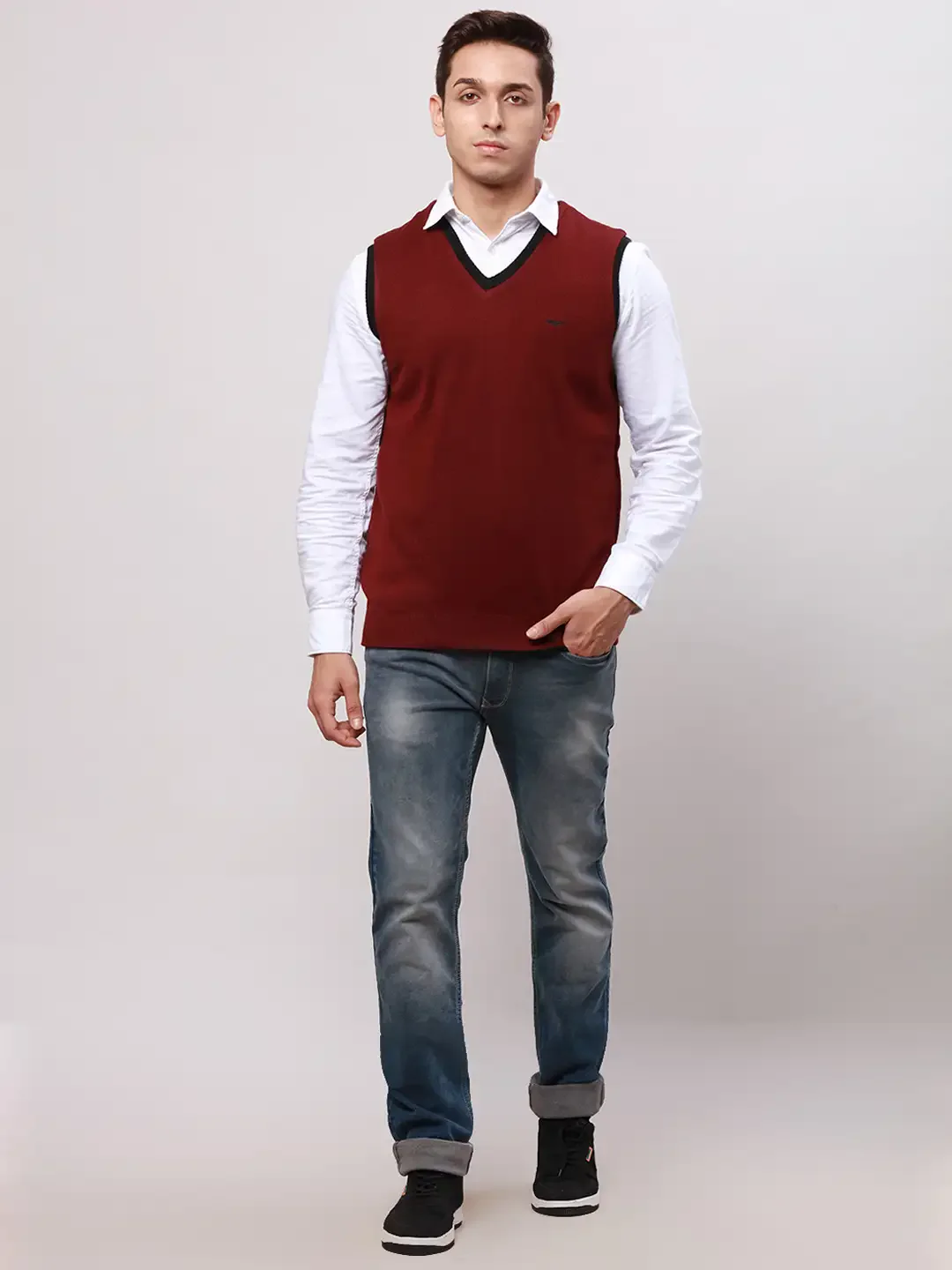 Park Avenue Men Black Regular Fit Solid Cotton Pullovers - Image 6