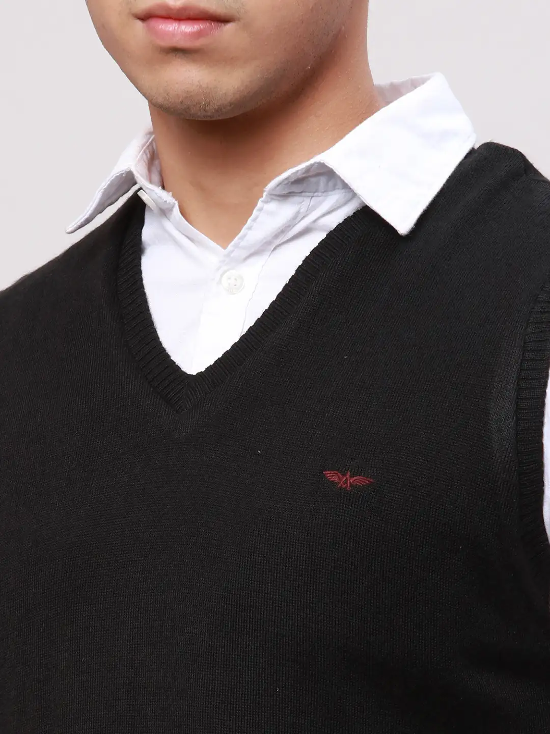 Park Avenue Men Black Regular Fit Solid Cotton Pullovers - Image 7