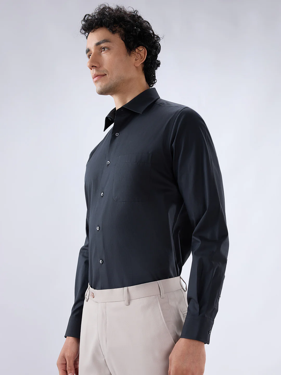 Park Avenue Men Black Regular Fit Solid Formal Shirt - Image 3