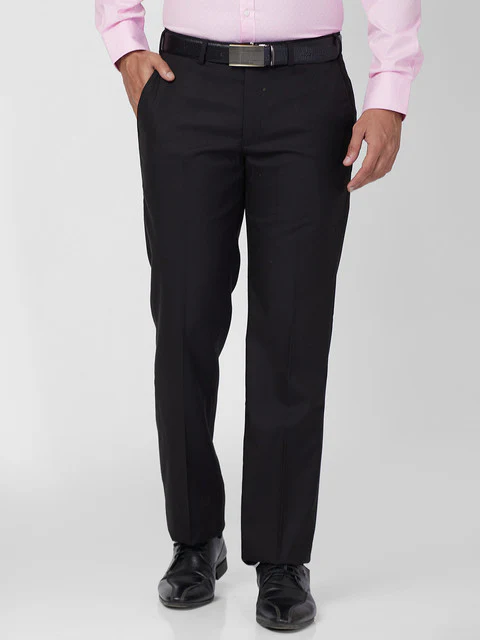 Park Avenue Men Black Regular Fit Solid Trouser