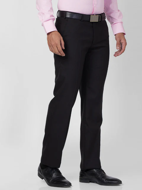 Park Avenue Men Black Regular Fit Solid Trouser - Image 2