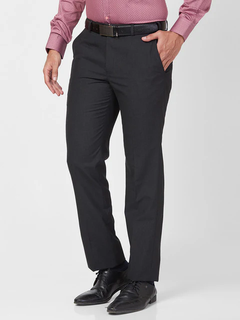 Park Avenue Men Black Regular Fit Solid Trouser - Image 3