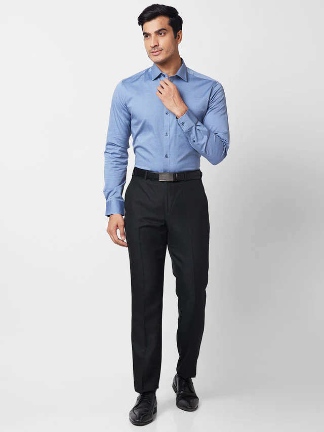 Park Avenue Men Black Self Design Regular Fit Trouser - Image 5