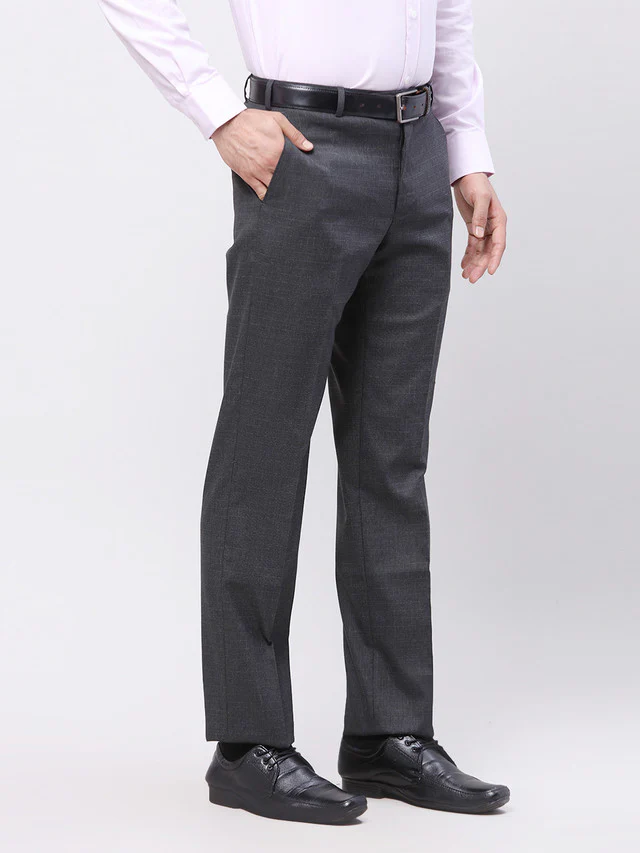 Park Avenue Men Black Self Design Regular Fit Trouser - Image 2