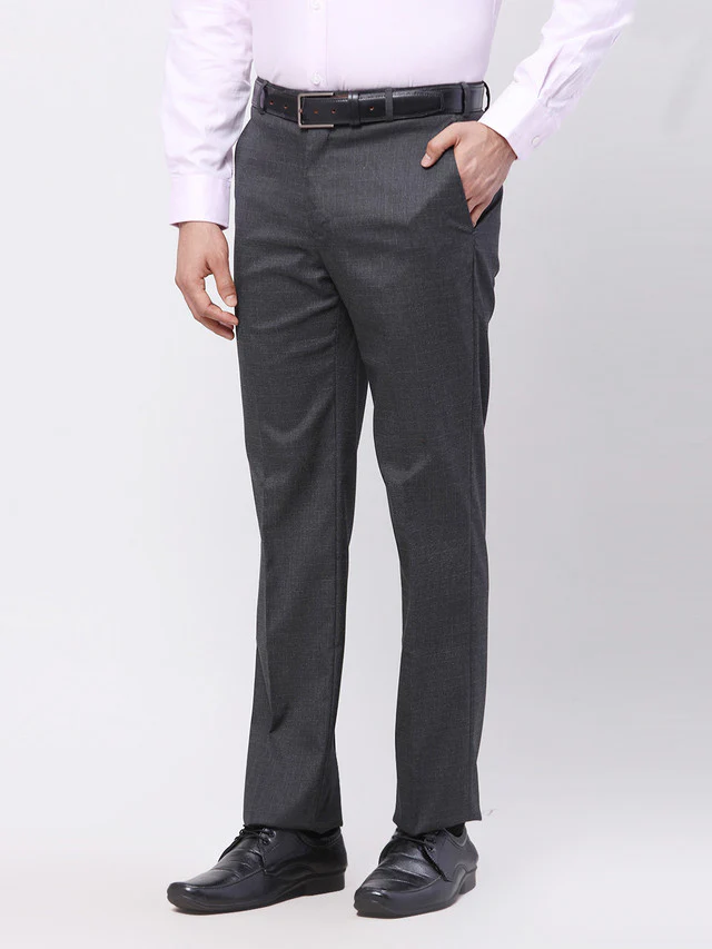 Park Avenue Men Black Self Design Regular Fit Trouser - Image 3