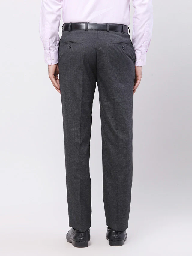 Park Avenue Men Black Self Design Regular Fit Trouser - Image 4