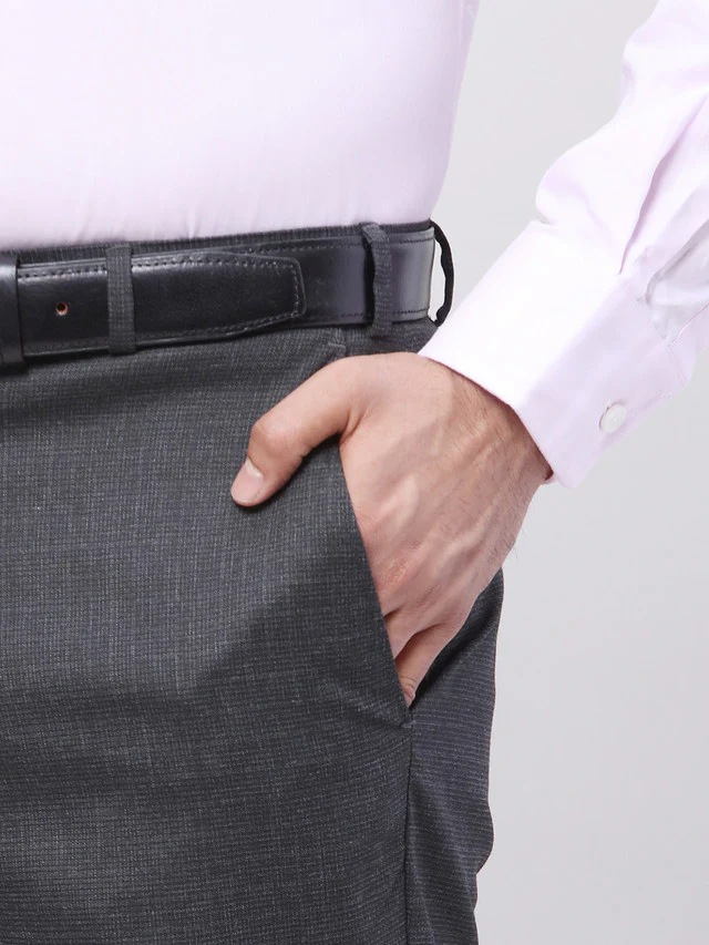Park Avenue Men Black Self Design Regular Fit Trouser - Image 6