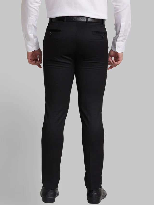Park Avenue Men Black Self Design Super Slim Fit Trouser - Image 4