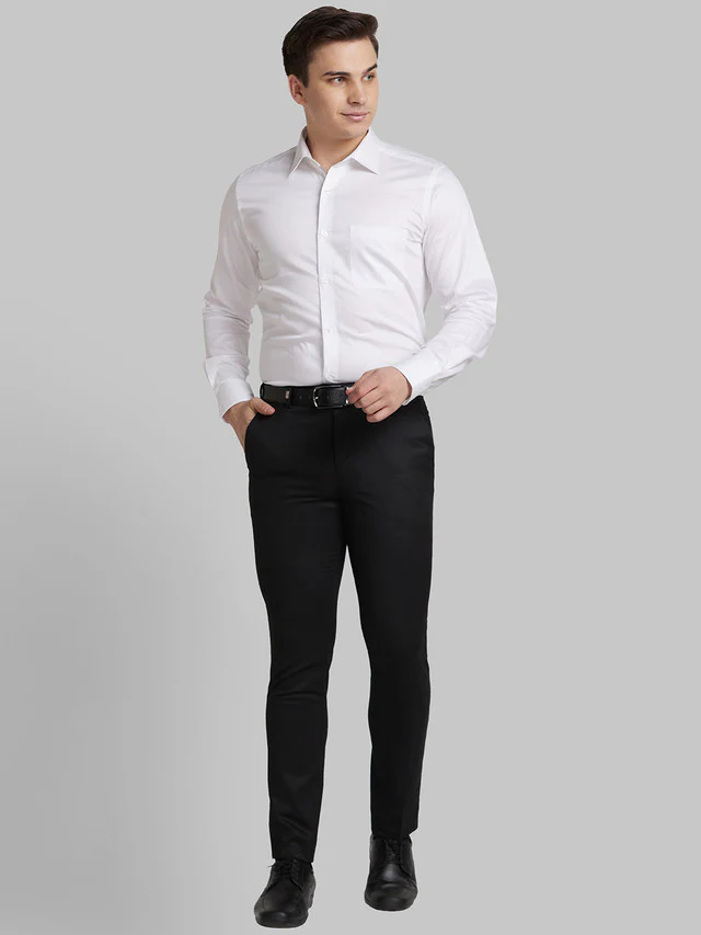 Park Avenue Men Black Self Design Super Slim Fit Trouser - Image 5