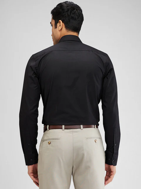 Park Avenue Men Black Slim Fit Cotton Blend Formal Shirts - Image 4
