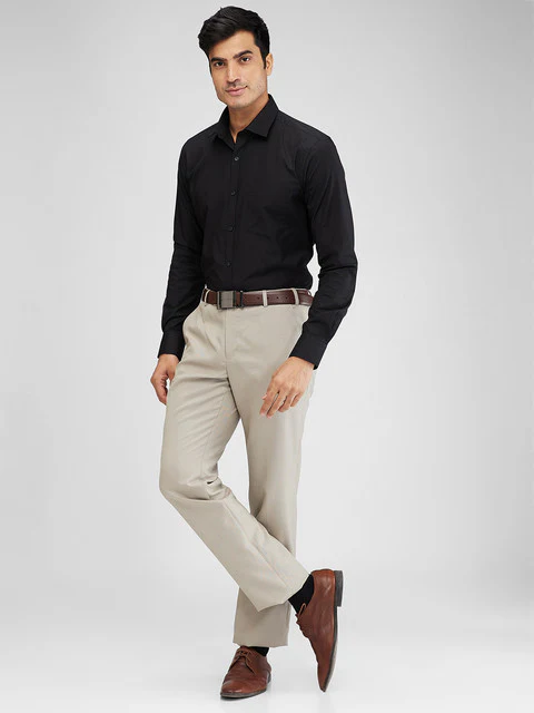 Park Avenue Men Black Slim Fit Cotton Blend Formal Shirts - Image 5