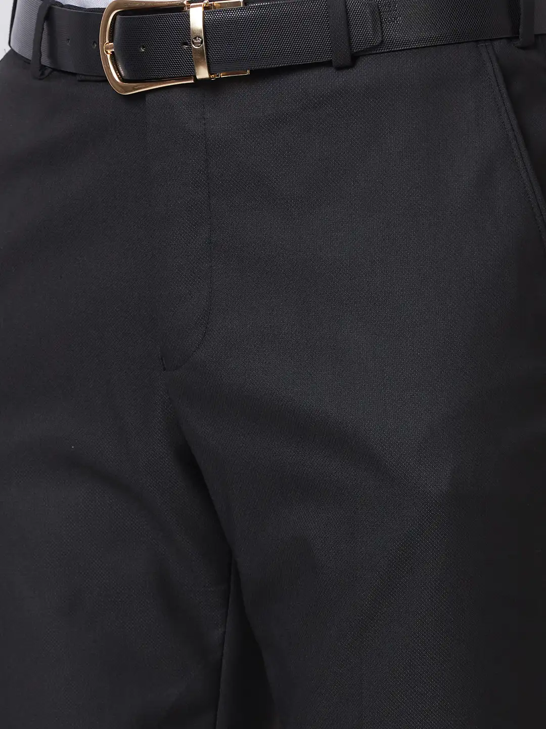 Park Avenue Men Black Smart Fit Solid Cotton Trousers - Image 7