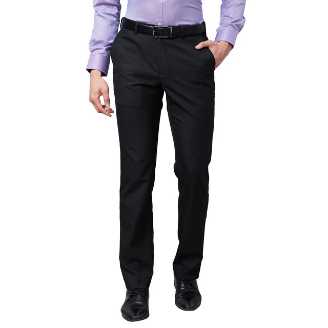 Park Avenue Men Black Smart Fit Solid Trouser