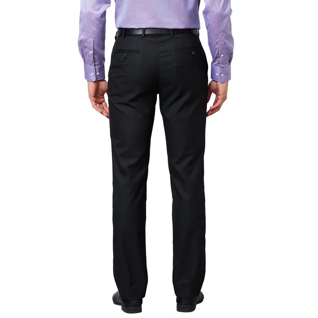 Park Avenue Men Black Smart Fit Solid Trouser - Image 4