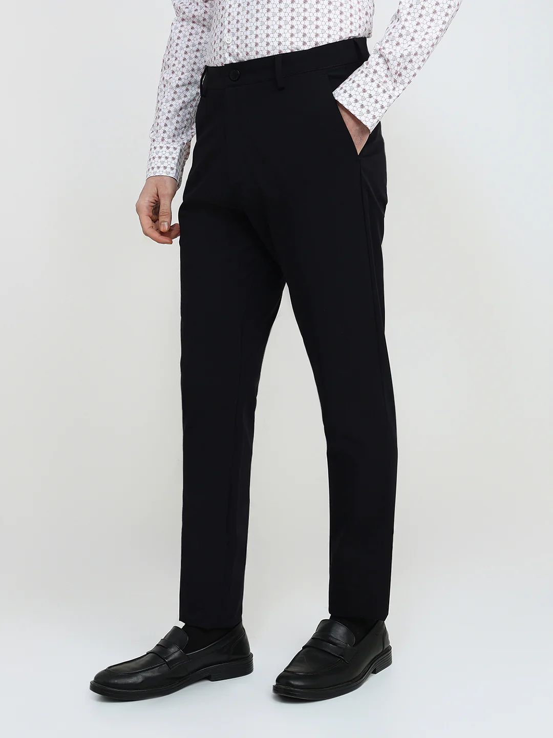 Park Avenue Men Black Solid Commutech Fit Nylon Blend Trouser - Image 2