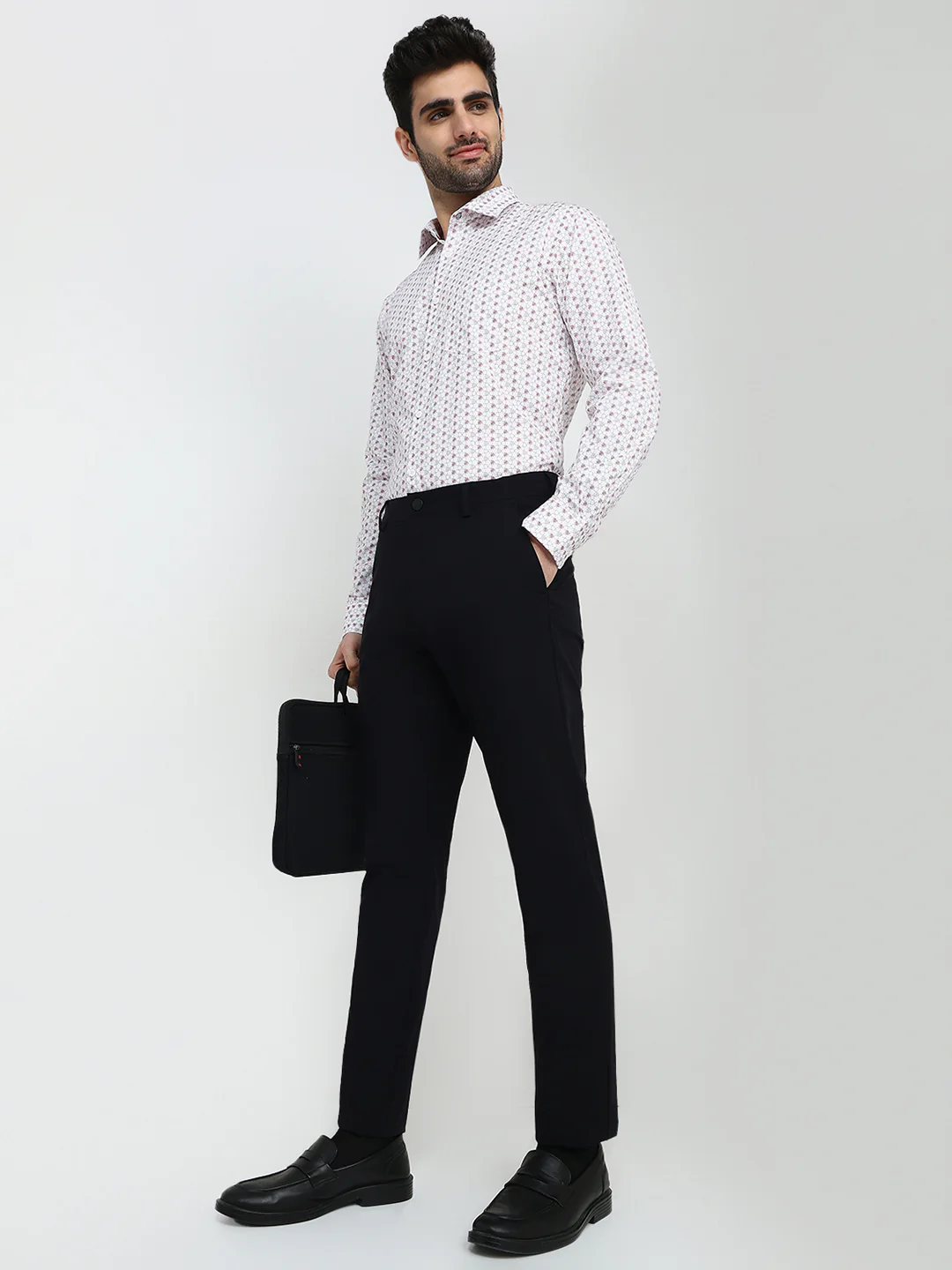 Park Avenue Men Black Solid Commutech Fit Nylon Blend Trouser - Image 5