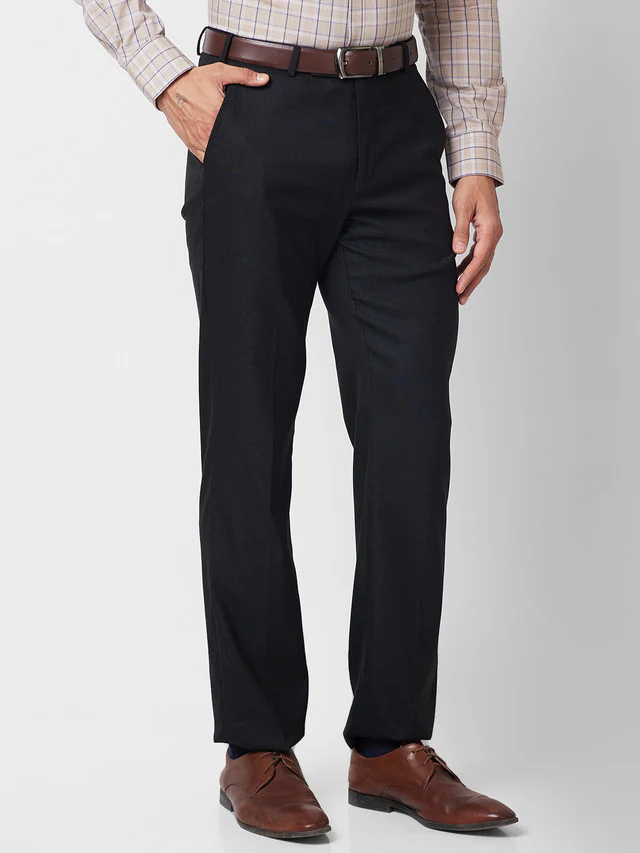 Park Avenue Men Black Solid Regular Fit Trouser - Image 2
