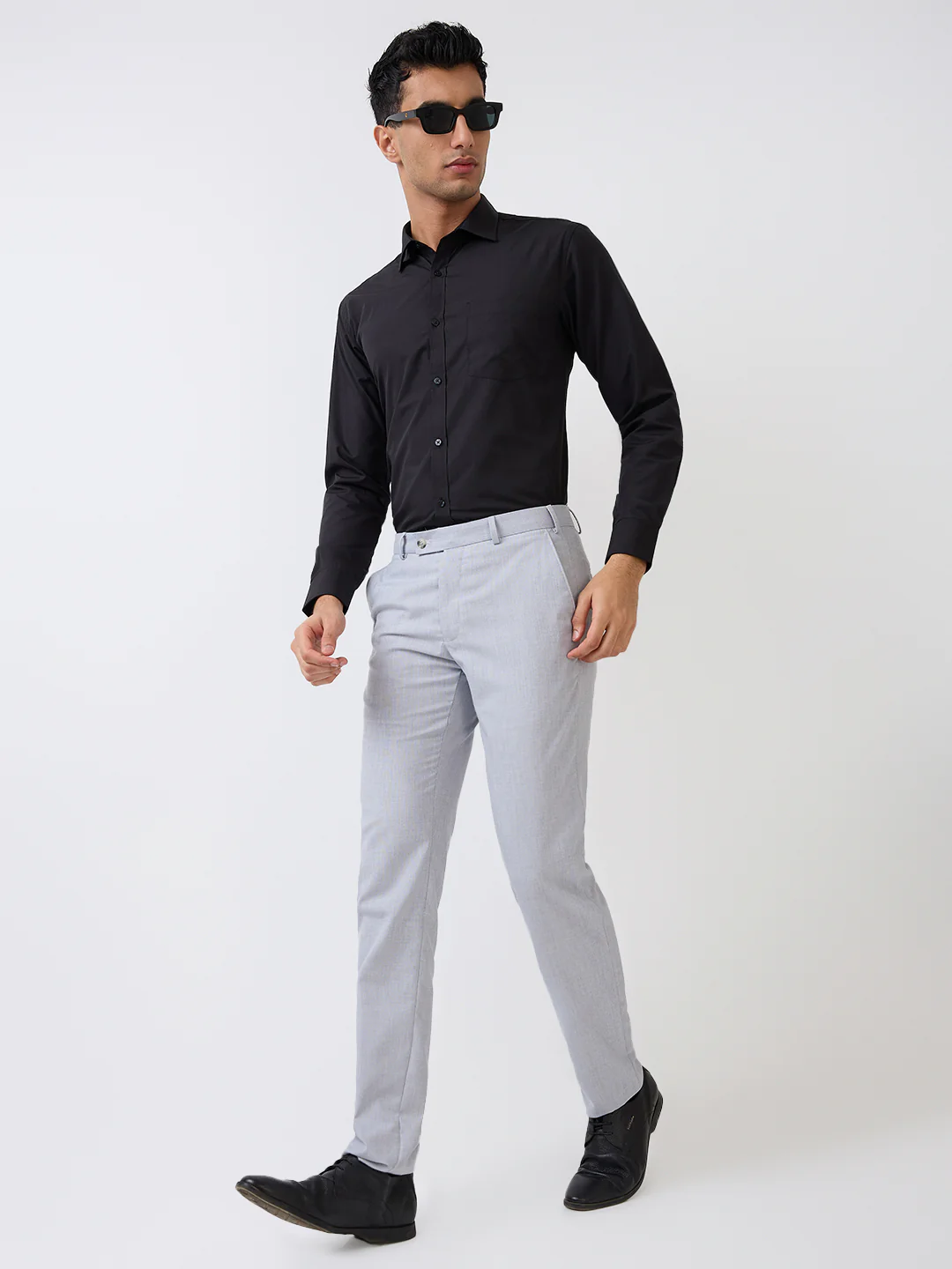 Park Avenue Men Black Solid Slim Fit Cotton Blend Formal Shirt - Image 6