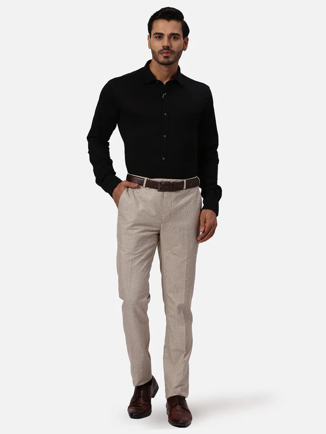 Park Avenue Men Black Solid Slim Fit Cotton Blend Formal Shirt - Image 5