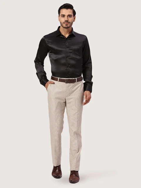 Park Avenue Men Black Solid Slim Fit Polyester Blend Formal Shirts - Image 5