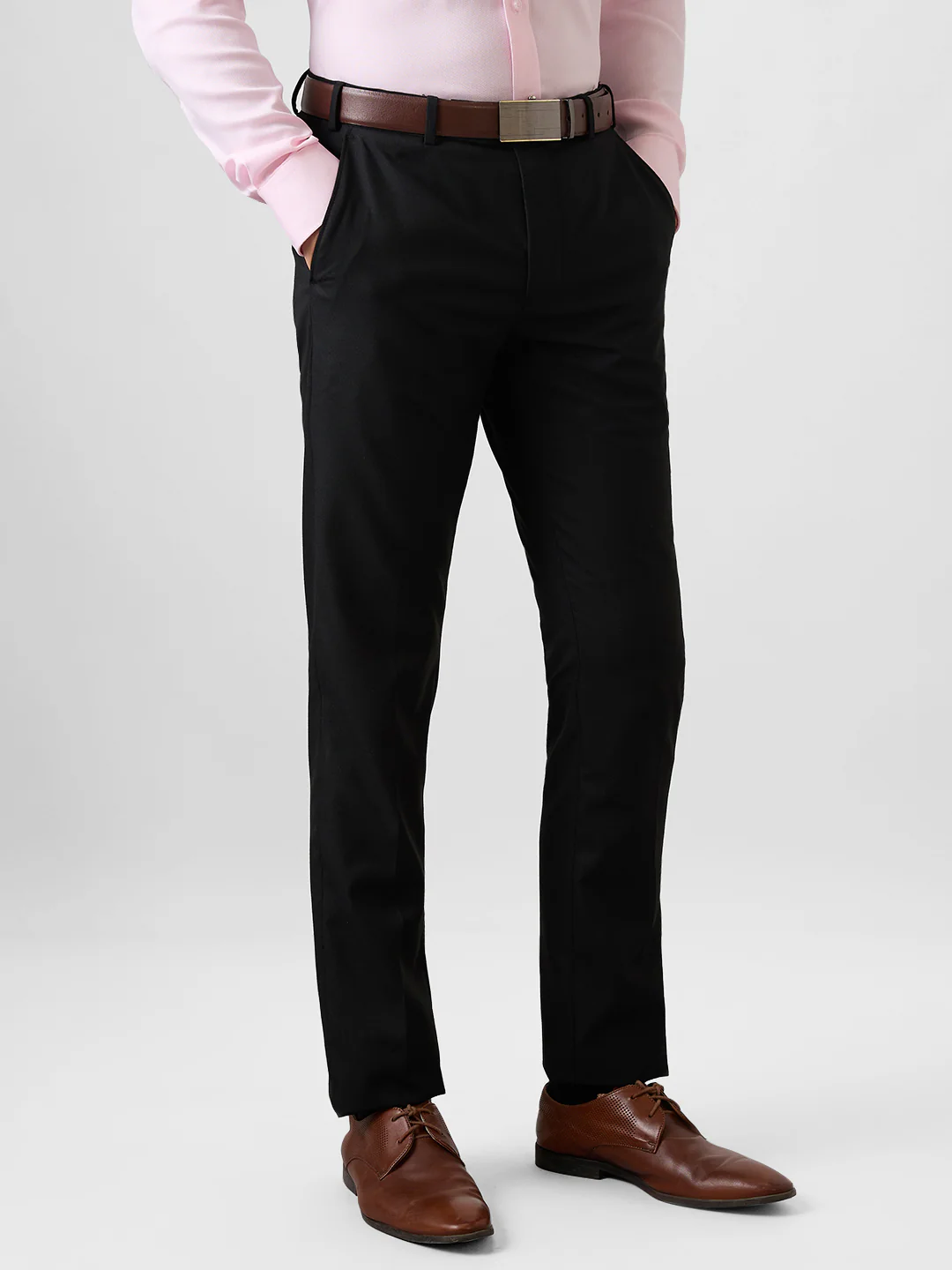 Park Avenue Men Black Solid Slim Fit Polyester Blend Trouser - Image 2