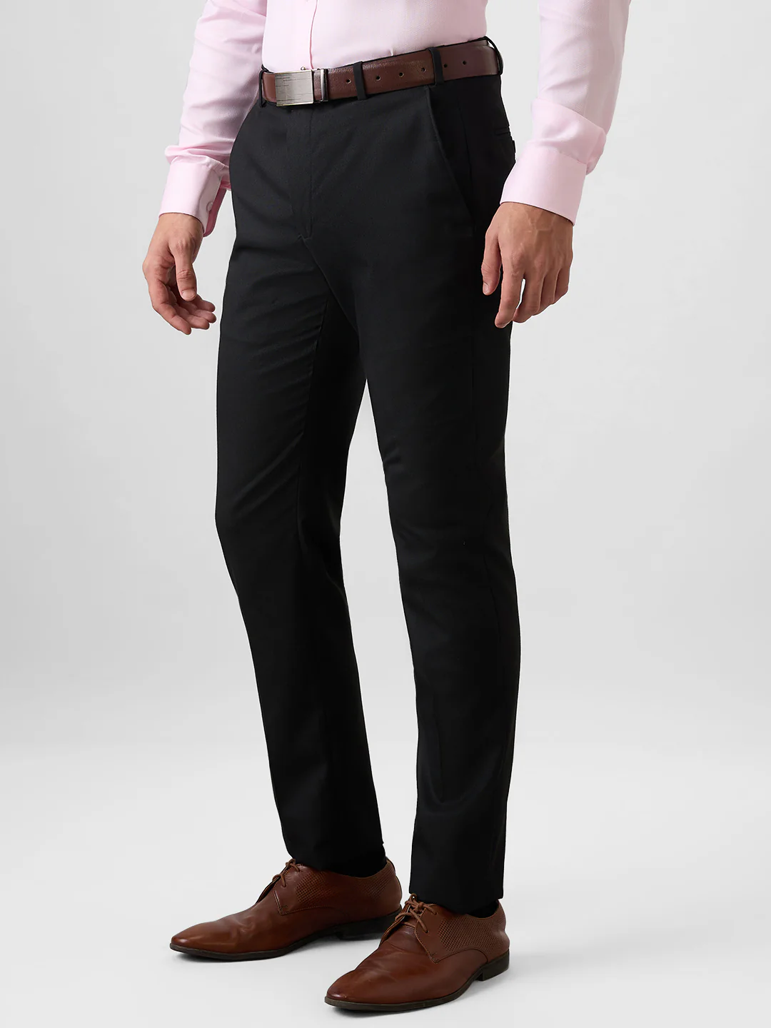 Park Avenue Men Black Solid Slim Fit Polyester Blend Trouser - Image 3